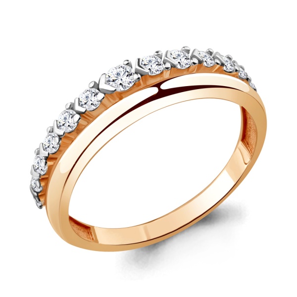 Кольцо из красного золота с фианитами