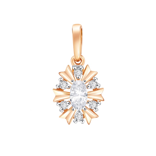 Подвеска из красного золота с фианитами