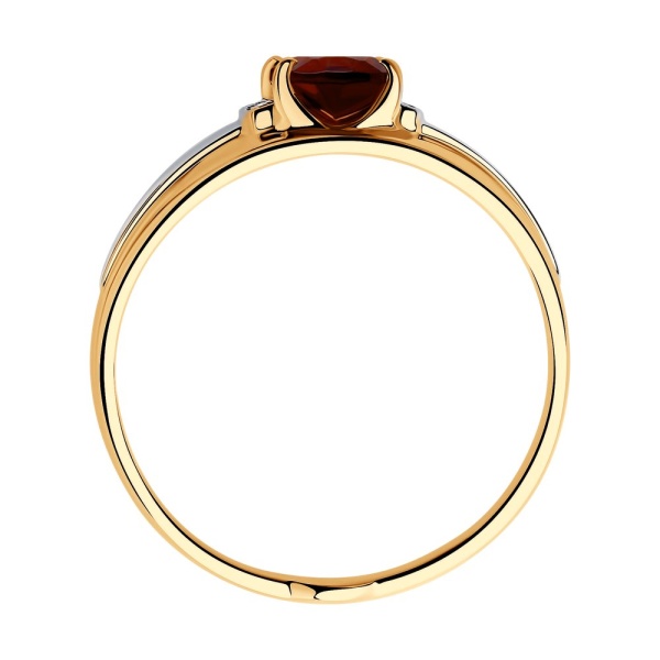 Кольцо из красного золота с гранатом и фианитами