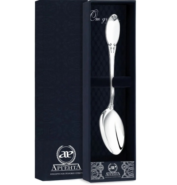 Ложка десертная из серебра «Гладкая»