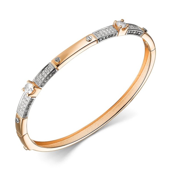 Браслет из красного золота с фианитами