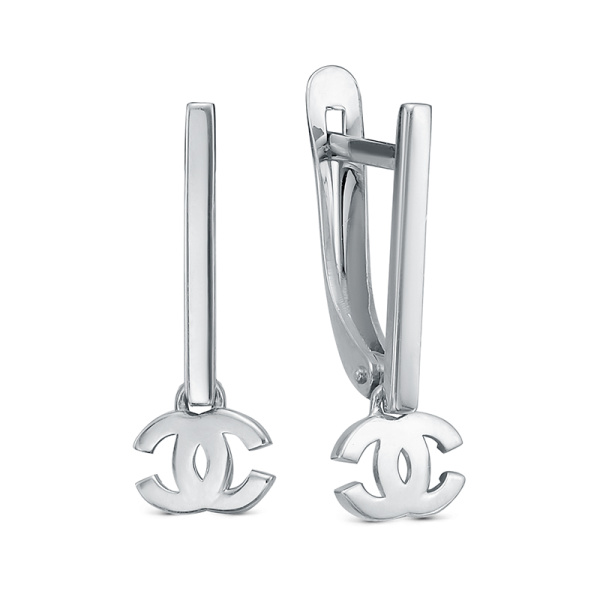 Серьги из белого золота с подвесками