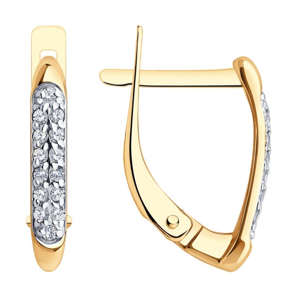 Серьги из красного золота с фианитами