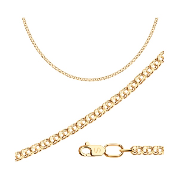 Цепь из красного золота 585, плетение «Гарибальди»