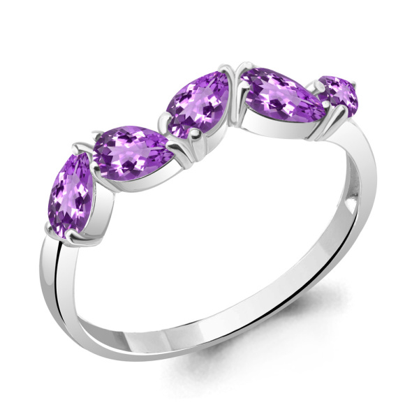 Кольцо из серебра с аметистами