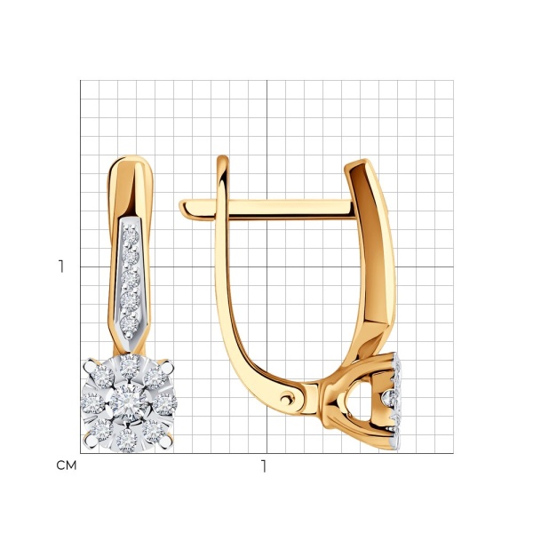 Серьги из красного золота с бриллиантами