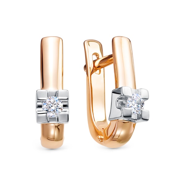 Серьги из красного золота с бриллиантами