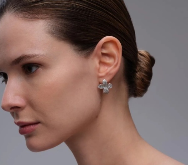 Серьги из серебра с фианитами