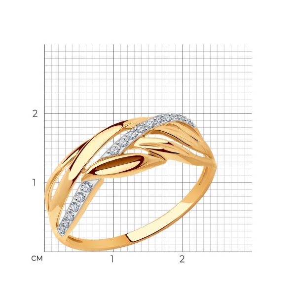Кольцо из красного золота с фианитами