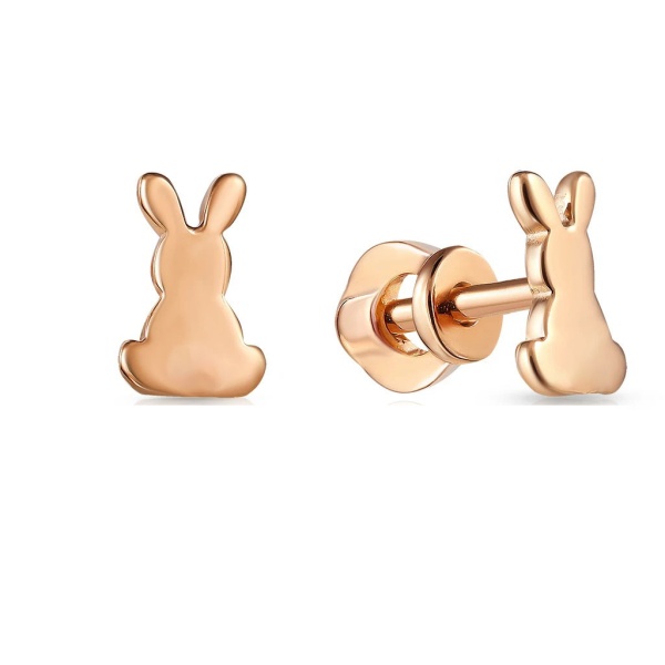 Серьги пусеты из красного золота