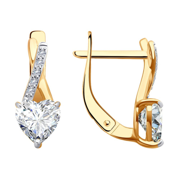 Серьги из красного золота с фианитами