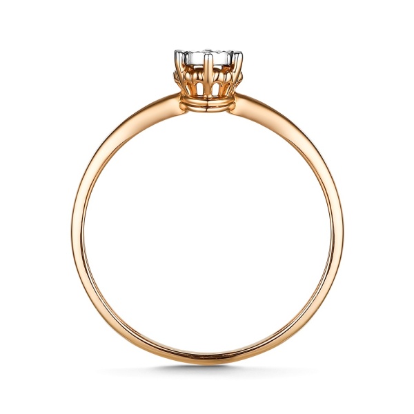 Кольцо из красного золота с бриллиантом