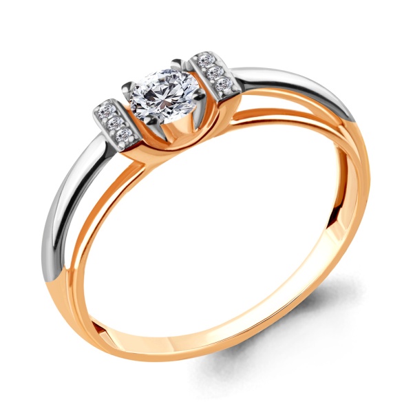 Кольцо из красного золота с фианитами