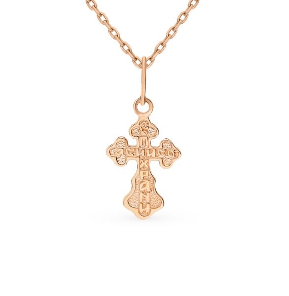 Крестик православный из красного золота