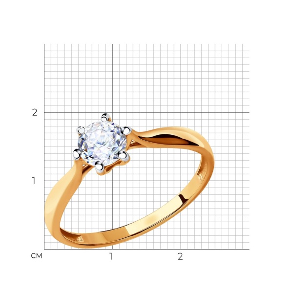 Кольцо из красного золота с фианитом