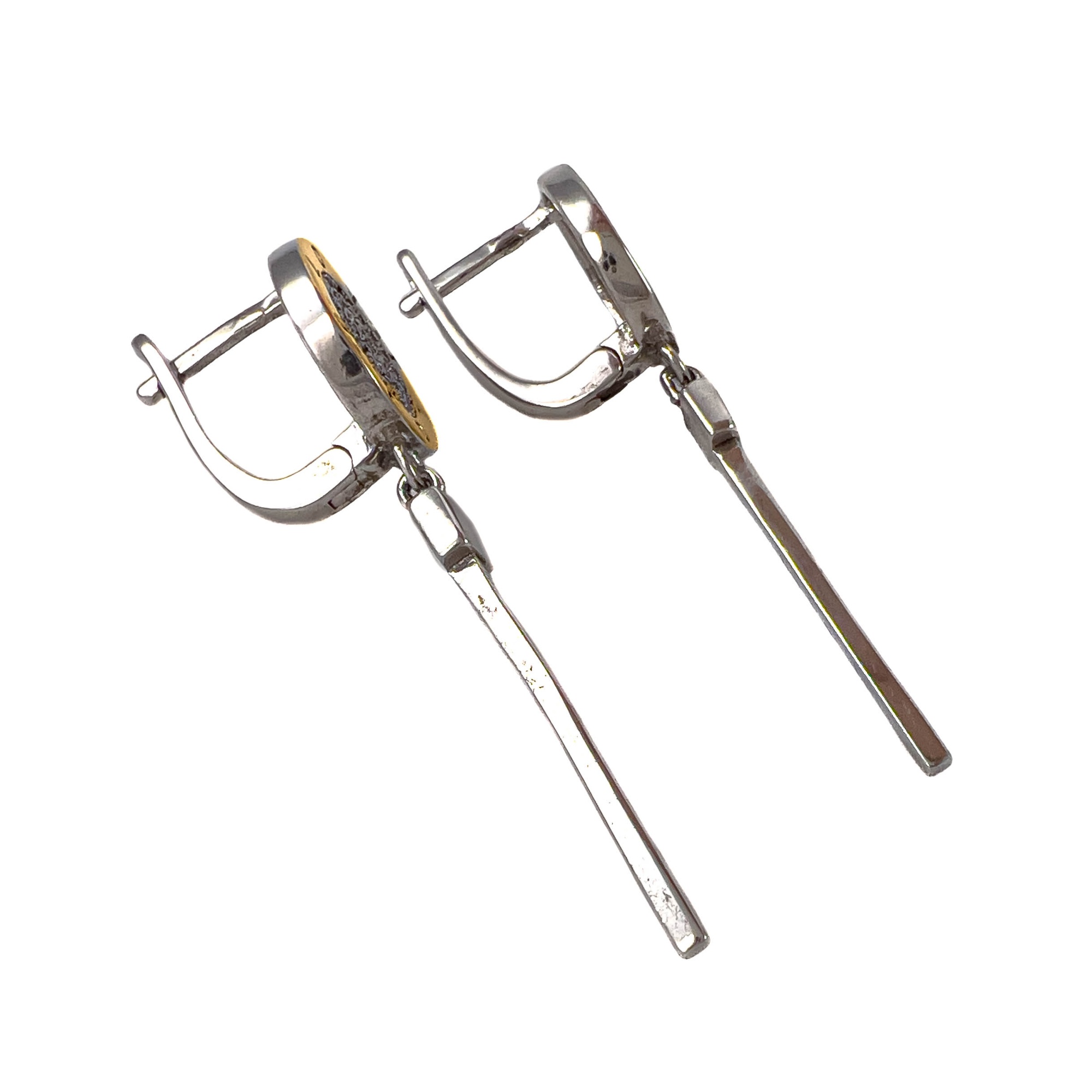 Серьги из серебра с позолотой и цирконами