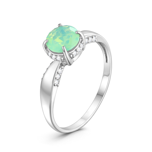 Кольцо из серебра с лунным камнем и фианитами