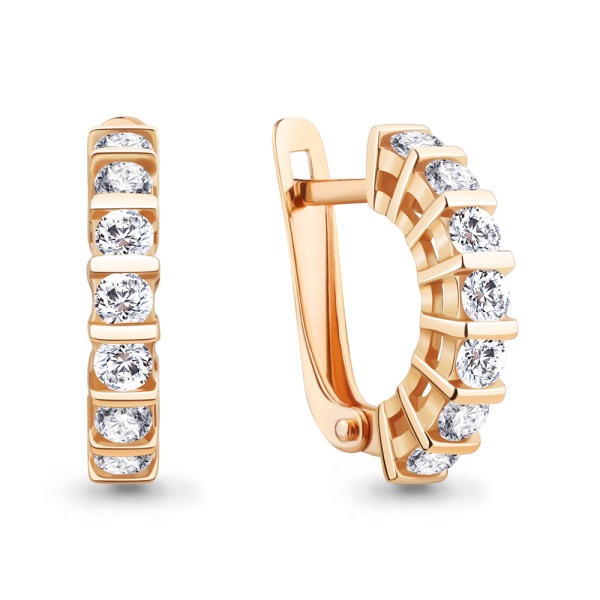 Серьги из красного золота с фианитами