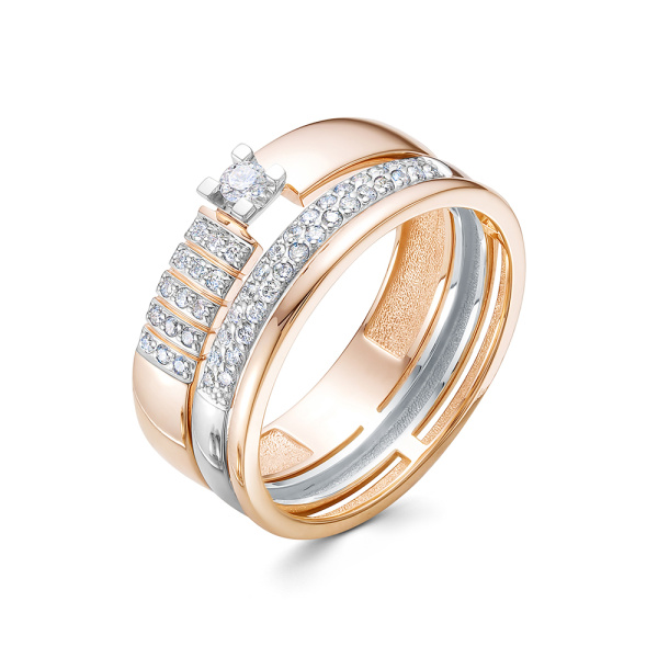 Кольцо из комбинированного золота с бриллиантами