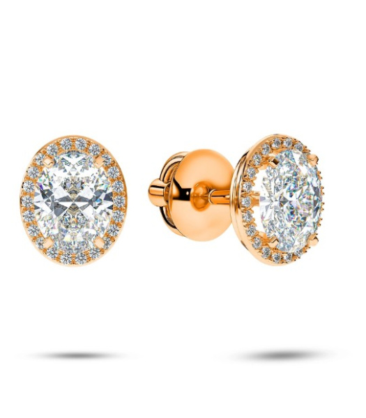 Серьги пусеты из красного золота с бриллиантами