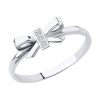 Кольцо в форме банта из белого золота с фианитами