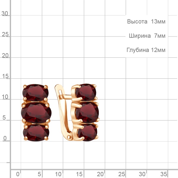 Серьги из красного золота с гранатами