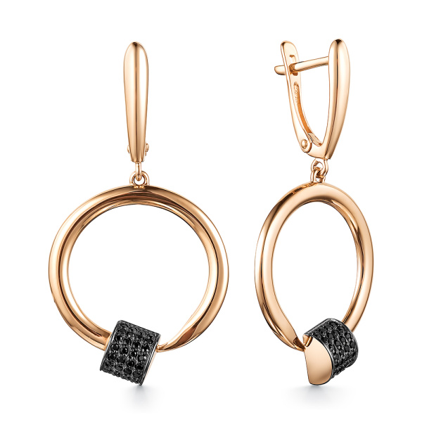 Серьги из красного золота с фианитами