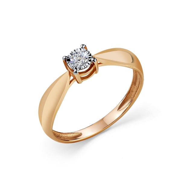 Кольцо из красного золота с бриллиантом