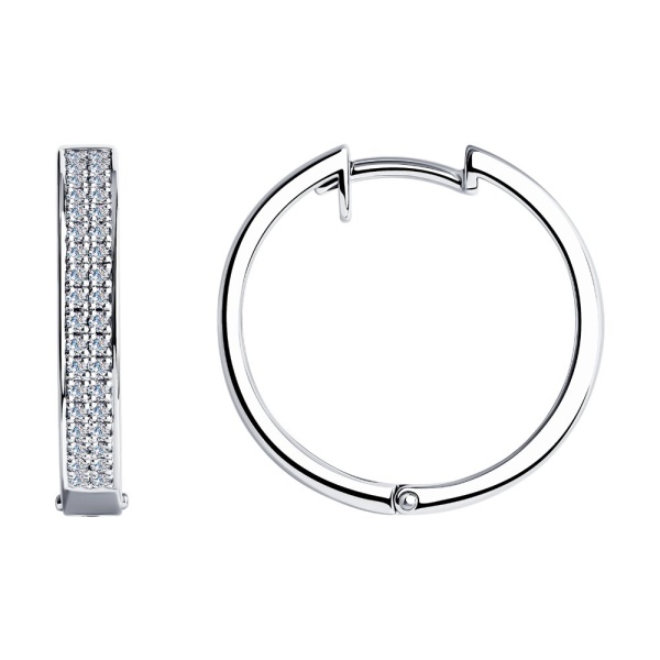 Серьги конго из белого золота с бриллиантами