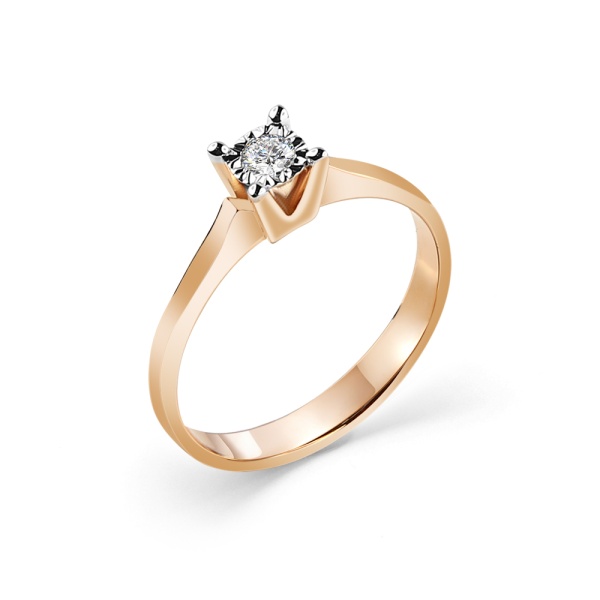 Кольцо из красного золота с бриллиантом