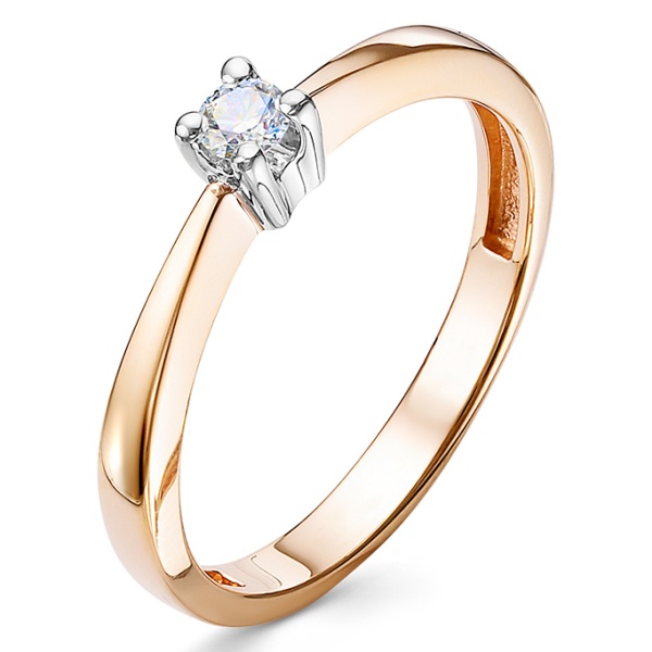 Кольцо из красного золота с бриллиантом