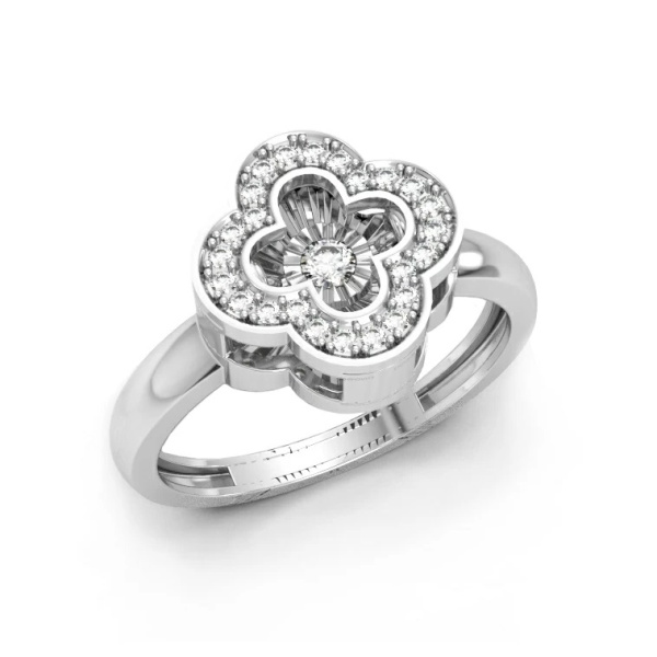 Кольцо из белого золота с танцующим бриллиантом