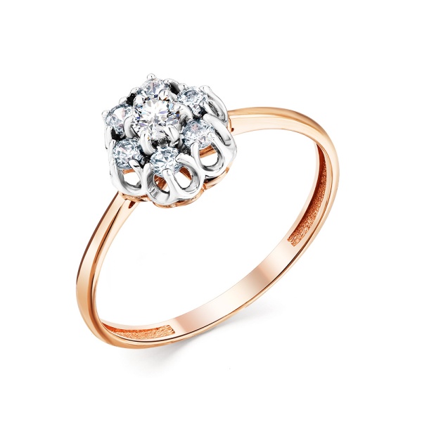 Кольцо из красного золота с фианитами