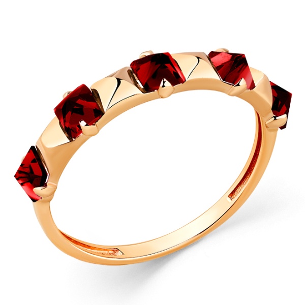 Кольцо из красного золота с гранатом