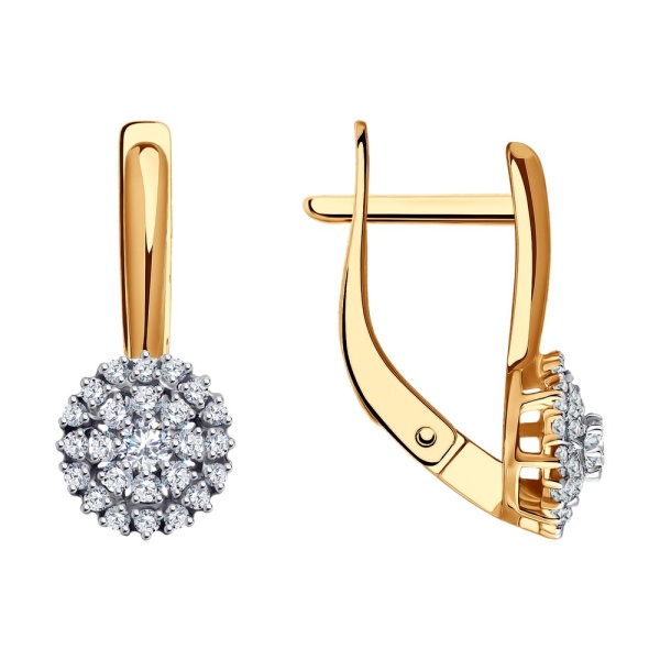 Серьги из красного золота с фианитами