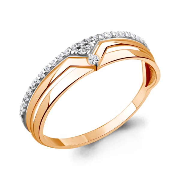 Кольцо из красного золота с фианитами