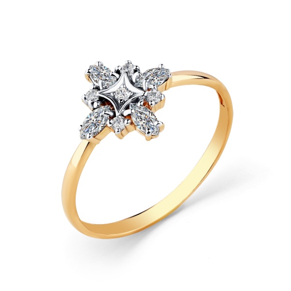 Кольцо из красного золота с фианитами