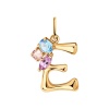 Подвеска «Буква Е» из красного золота с аметистом, ситаллом и топазом