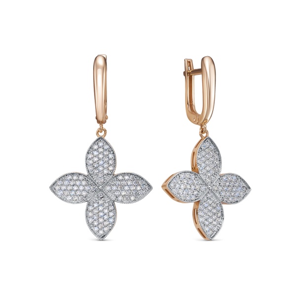 Серьги из красного золота с фианитами