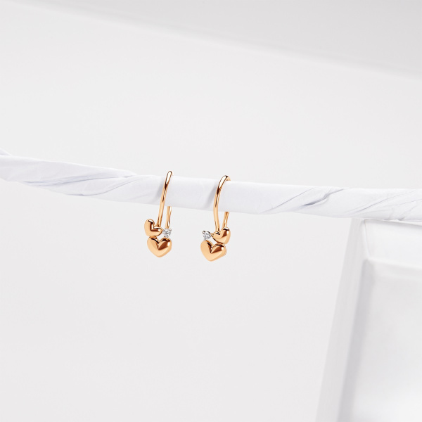 Серьги из красного золота с фианитами