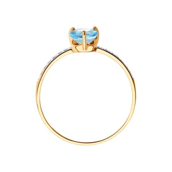 Кольцо из красного золота с топазом и фианитами