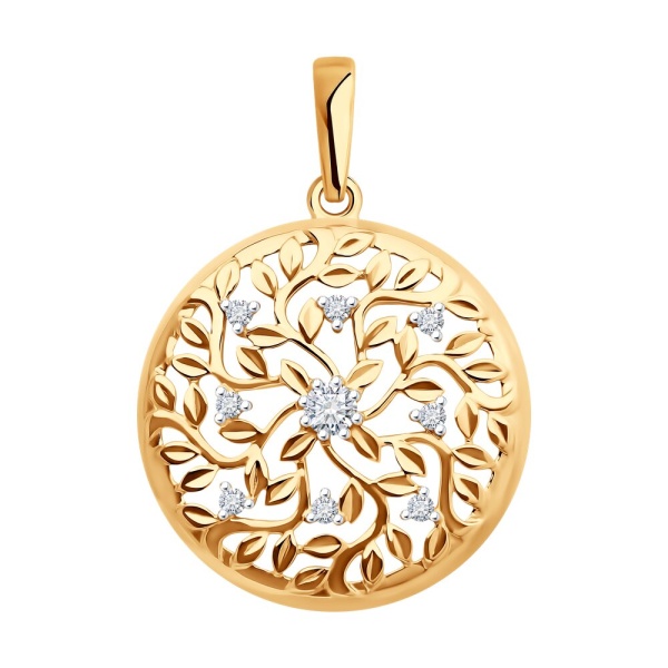 Подвеска из красного золота с фианитами