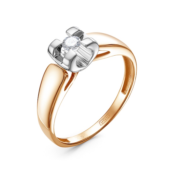 Кольцо из красного золота с бриллиантом