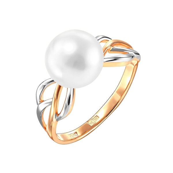 Кольцо из красного золота с жемчугом