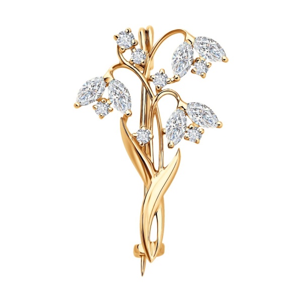 Брошь из красного золота с бриллиантами