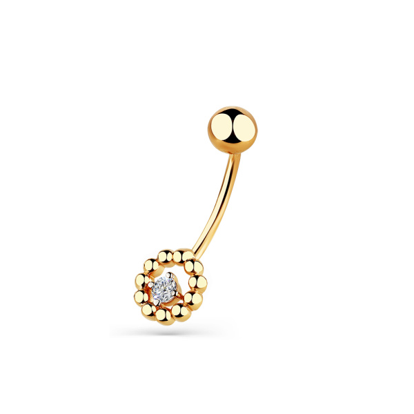 Пирсинг из красного золота с фианитом