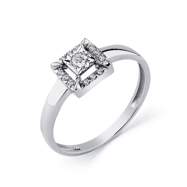 Кольцо из белого золота с фианитами