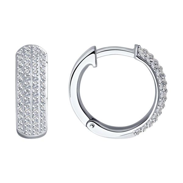 Серьги конго из белого золота с бриллиантами