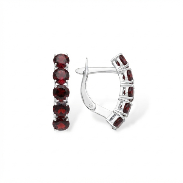 Серьги из серебра с гранатами