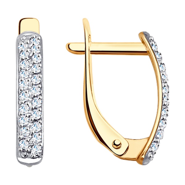 Серьги из красного золота с фианитами